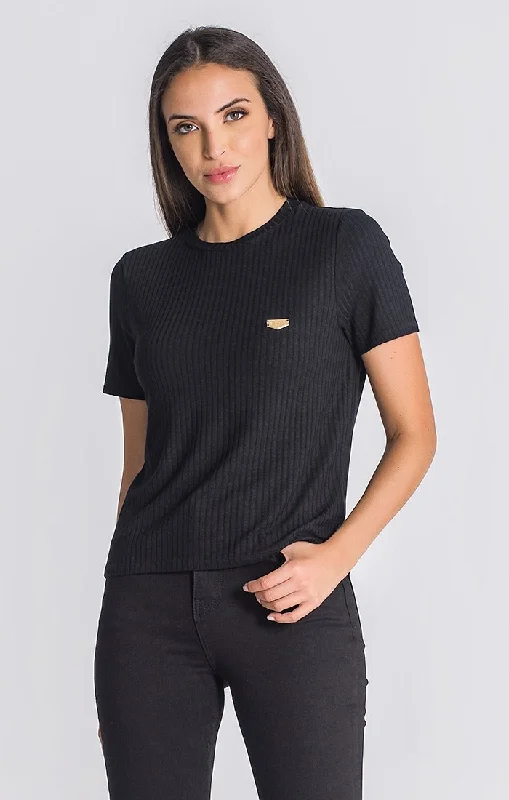 Designer T-ShirtsBlack Core Ribbed Tee