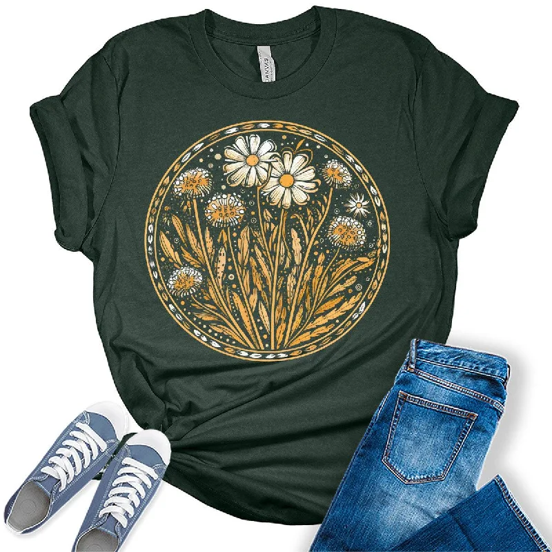 Vintage Cottagecore Shirt Floral Boho T Shirt Trendy Summer Graphic Tees for Women