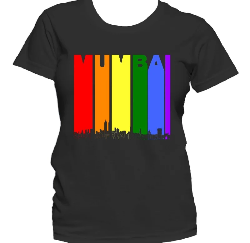 Fringed T-ShirtsMumbai India Skyline Rainbow LGBTQ Gay Pride Women's T-Shirt