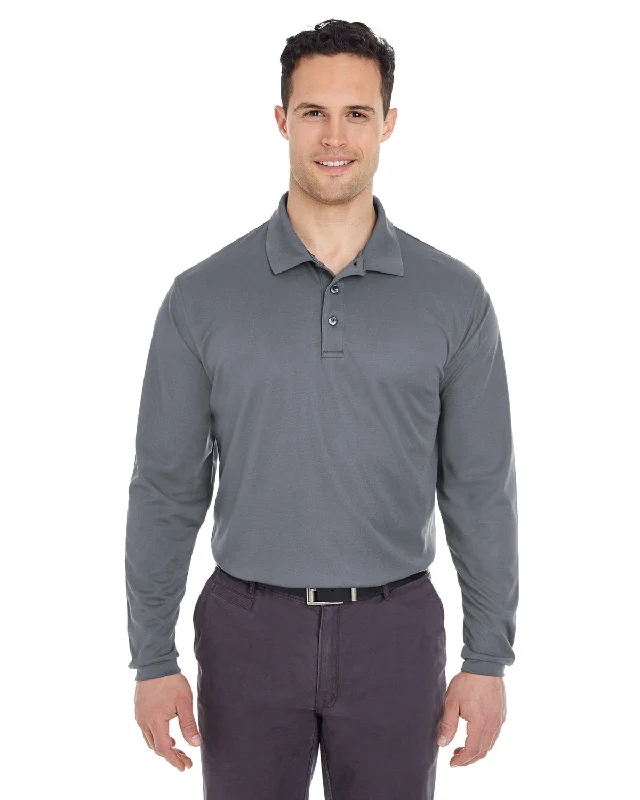 UltraClub 8210LS Adult Cool & Dry Long-Sleeve MeshPiqu Polo