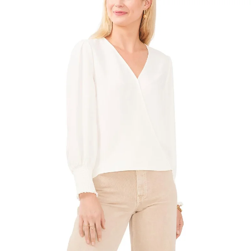 Vince Camuto Womens Chiffon V-Neck Blouse