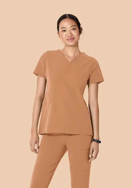 Curved V-Neck Top Ochre