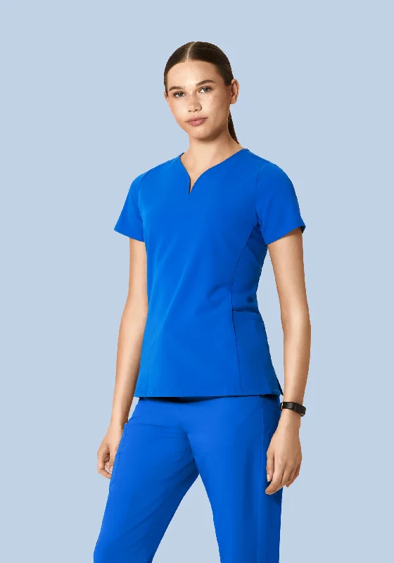 Curved V-Neck Top Royal Blue