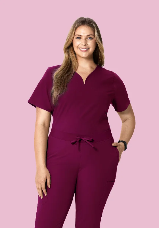 Curved V-Neck Top Sangria