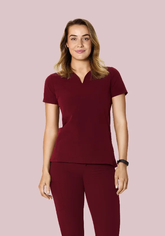 Curved V-Neck Top Wine