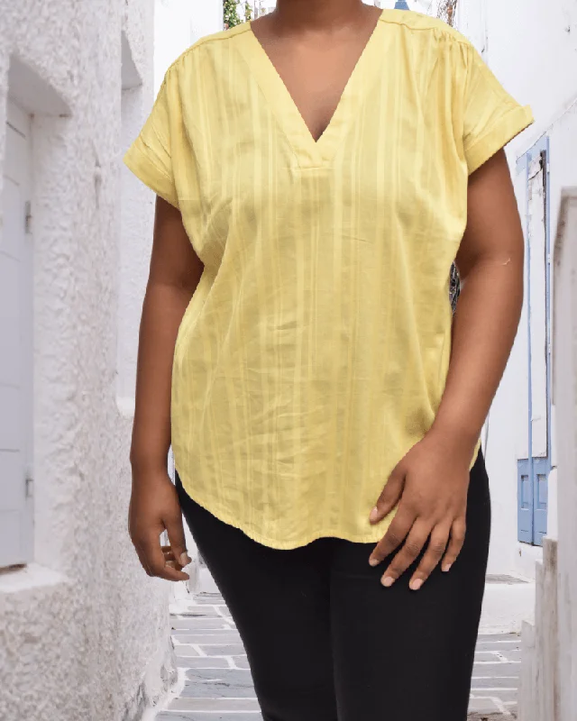 Yellow V-Neck Blouse