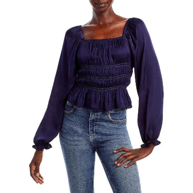 Womens Smocked Bodice Pullover Top